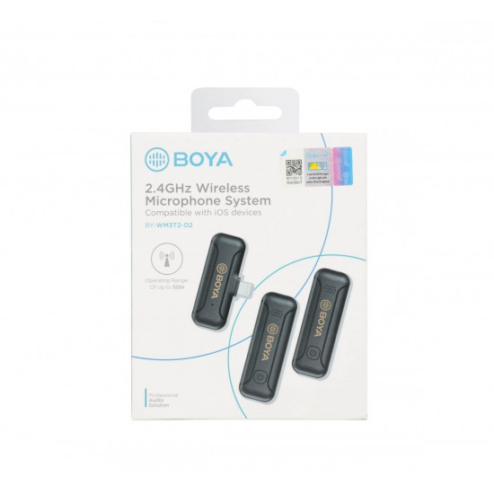 BOYA BY-WM3T2-D2 2,4GHz Mobile wireless mic For IOS iPhone (2 transmitters, two person vlog)