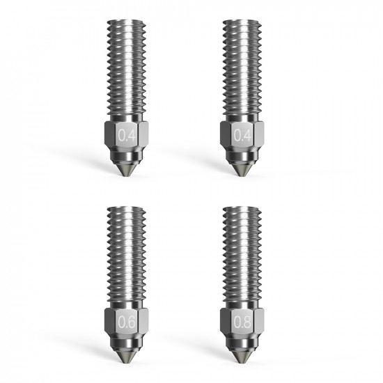 CREALITY High Flow Nozzle Kit x4 - K1, K1 Max, Ender-3 V3 KE 2x0.4 1x0.6 1x0.8 steel chrom. zirc.