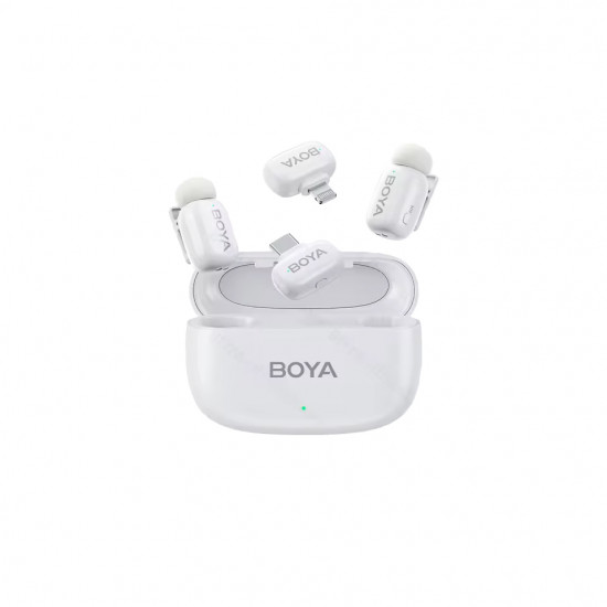 BOYA Mini iPhone Lightning & Type-C White - 2,4GHz 2mic Wireless Microphone with Charging Box