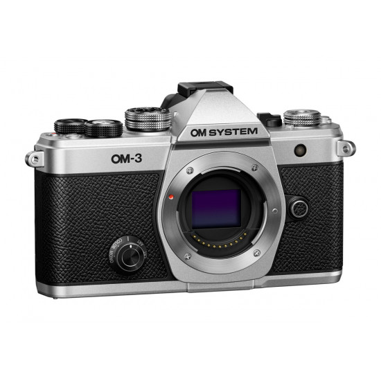 Olympus OM-System OM-3 body silver, CB-USB13 USB cable, Shoulder strap, Instruction manual, Warranty