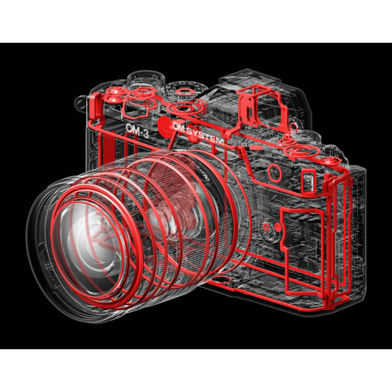 Olympus OM-System OM-3 body silver, CB-USB13 USB cable, Shoulder strap, Instruction manual, Warranty