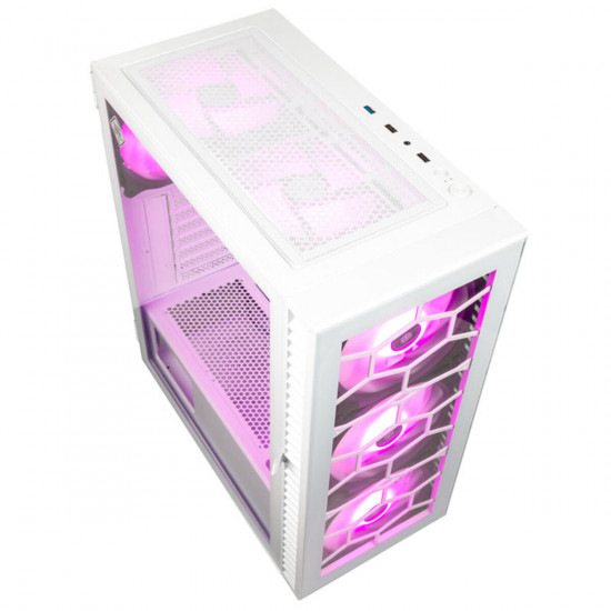 Kolink Observatory HF Glass ARGB Midi Tower Case - White (with 6 ARGB fans - 3x140mm & 3x120mm )