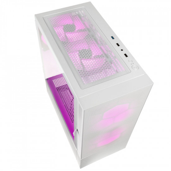 Kolink Observatory MX Mesh ARGB Midi Tower Case - White (with 5 ARGB fans - 2x140mm & 3x120mm)