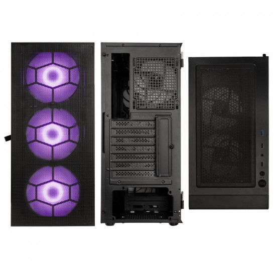 Kolink Observatory HF Plus Mesh ARGB PWM Midi Tower Case Black with 6x ARGB PWM Fans (5x140mm 1x120)