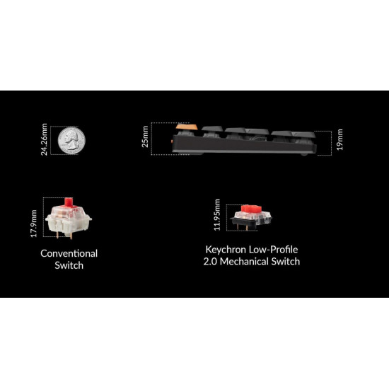 Keychron K1 V6 (K1X-B1) QMK Wireless Mechanical Keyboard Red Switch RGB 80% US Layout