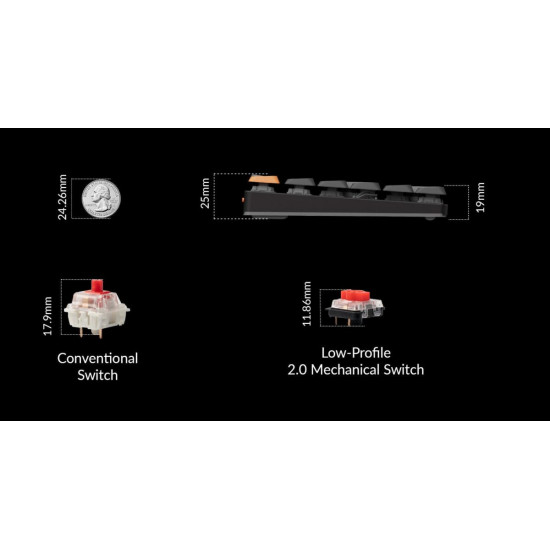 Keychron K5 V2 (K5X-B3) QMK Wireless Mechanical Keyboard Brown Switch RGB 100% US Layout