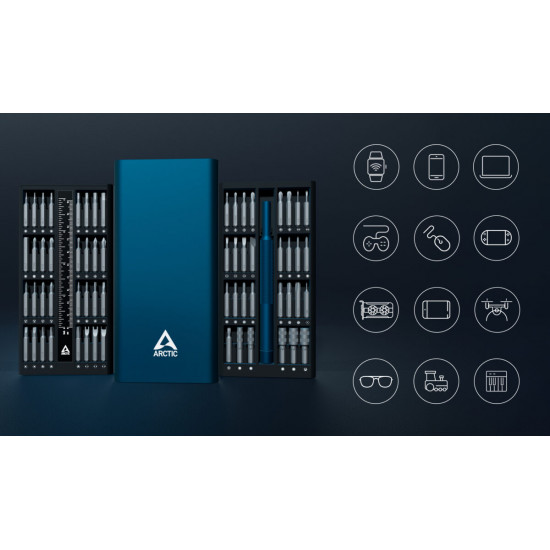 Arctic Precision Screwdriver Toolkit - Magnetic Bit Holder - 62 interchangeable magnetic bits