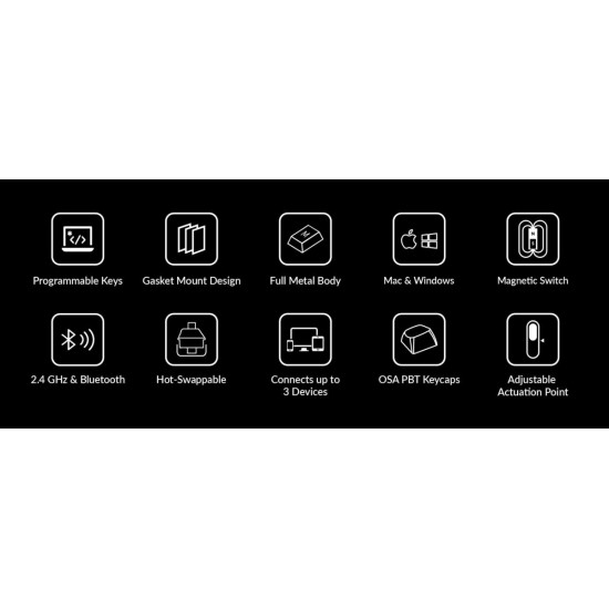 Keychron Q5 HE (Q5H-M1) QMK Wireless Custom Hall Effect Keyboard Purple Switch 96% US Layout