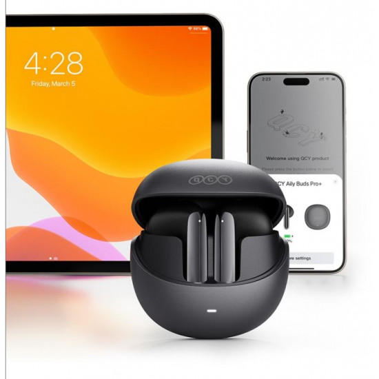 QCY AilyBuds Pro Semi-Ear ANC TWS Black 6 mic & A.I. Noise Cancel. LDAC Audio Ultra HD Multi-point