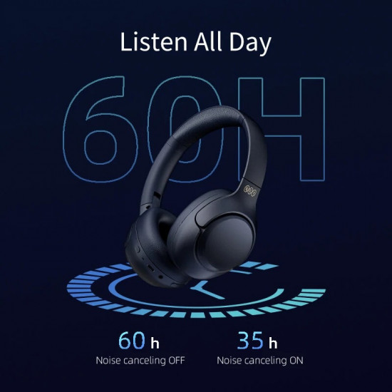 QCY H3 High-Res Headset Blue - w. Mic, Active Noise Canceling with 4 mode ANC 60h Multipoint