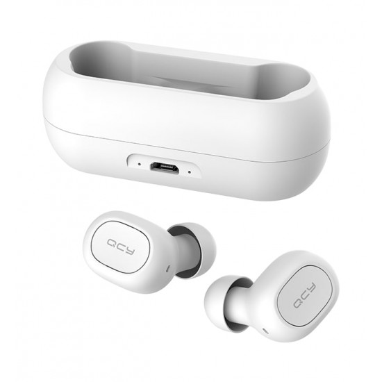 QCY T1C TWS WHITE True Wireless Earbuds 5.0 Bluetooth Headphones 80hrs