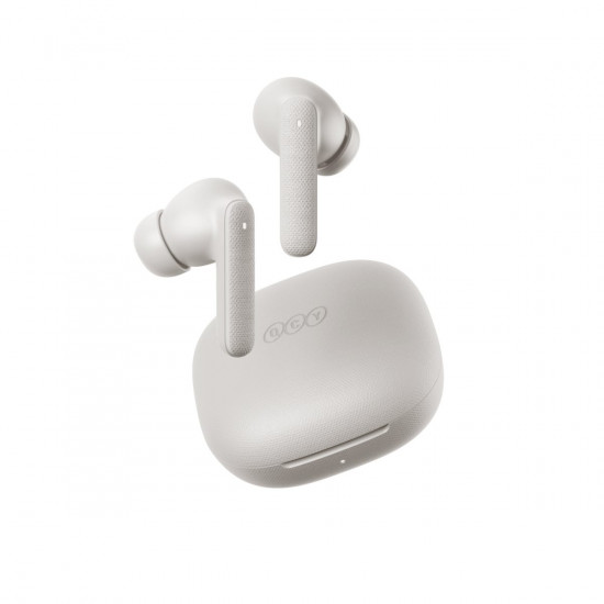 QCY Buds White (QT43) - Noise Reduction Clear Calls TWS Earbuds 35h, 10mm dynamic drivers
