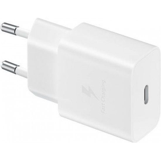 Samsung Φορτιστής με Θύρα USB-C και Καλώδιο USB-C 15W Power Delivery Λευκός (EP-T1510X)