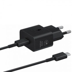 Samsung Φορτιστής με Θύρα USB-C και Καλώδιο USB-C 25W Power Delivery Μαύρος (EP-T2510XBEGEU)
