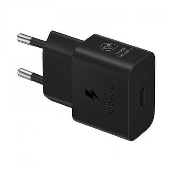 Samsung Φορτιστής με Θύρα USB-C και Καλώδιο USB-C 25W Power Delivery Μαύρος (EP-T2510XBEGEU)