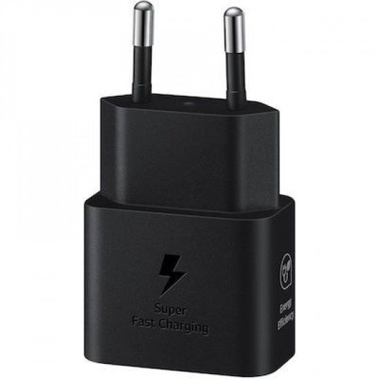 Samsung Φορτιστής με Θύρα USB-C και Καλώδιο USB-C 25W Power Delivery Μαύρος (EP-T2510XBEGEU)