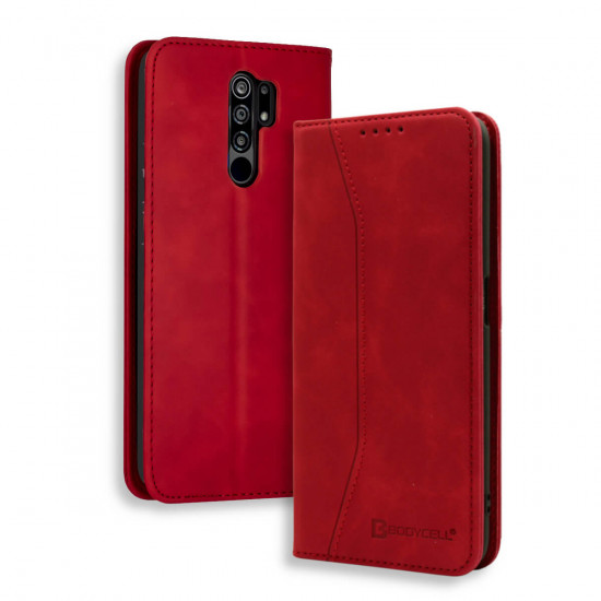 Bodycell Book Case Pu Leather Xiaomi Redmi 9 Red