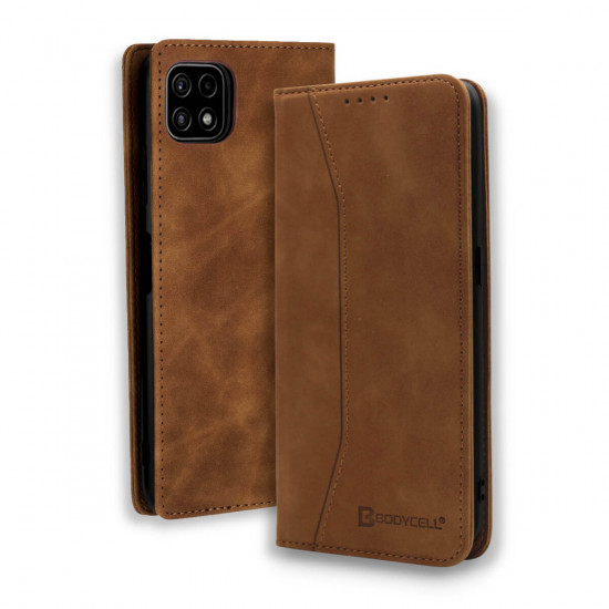 Bodycell Book Case Pu Leather Samsung A22 5G Brown