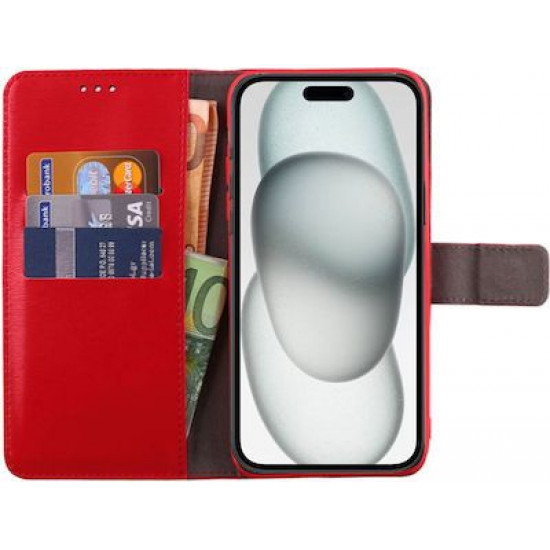 Bodycell Book Case Pu Leather iPhone 15  Red