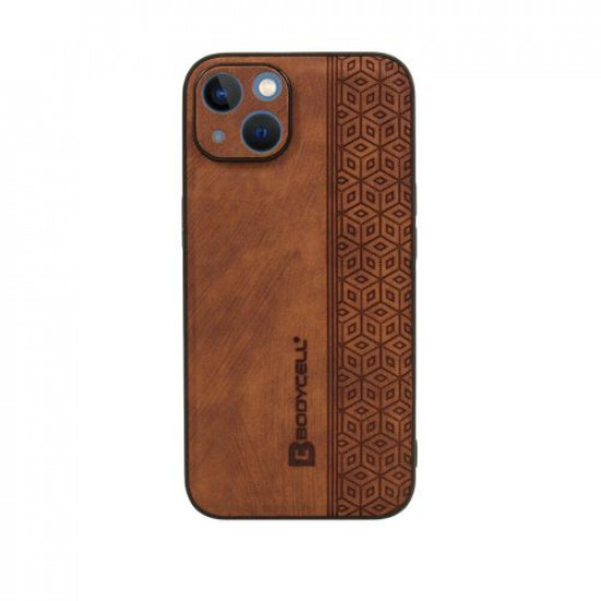 Bodycell Pattern Leather Backcover iPhone 14  Brown