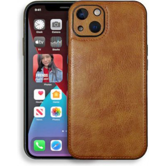 Bodycell Pattern Leather Backcover iPhone 14 Plus Brown