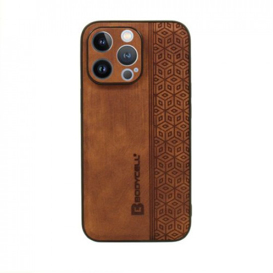 Bodycell Pattern Leather Backcover iPhone 14 Pro  Brown