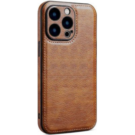 Bodycell Pattern Leather Backcover iPhone 14 Pro Max Brown
