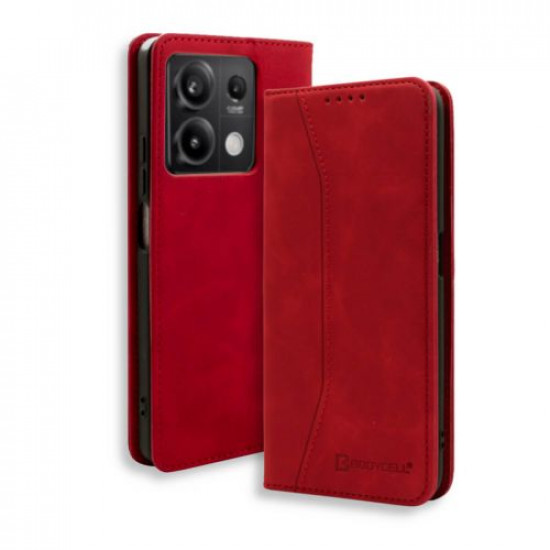 Bodycell Book Case Pu Leather Xiaomi Note 13 5G Red