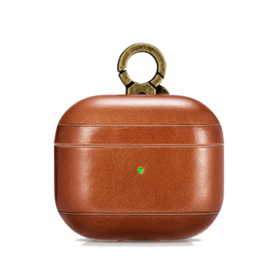 iCarer IAP 057 AirPods 3 Genuine Leather Case with Hook Brown