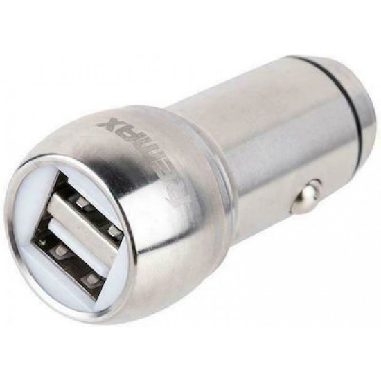 REMAX  Adapter USB 12V DUAL 2.4A Silver