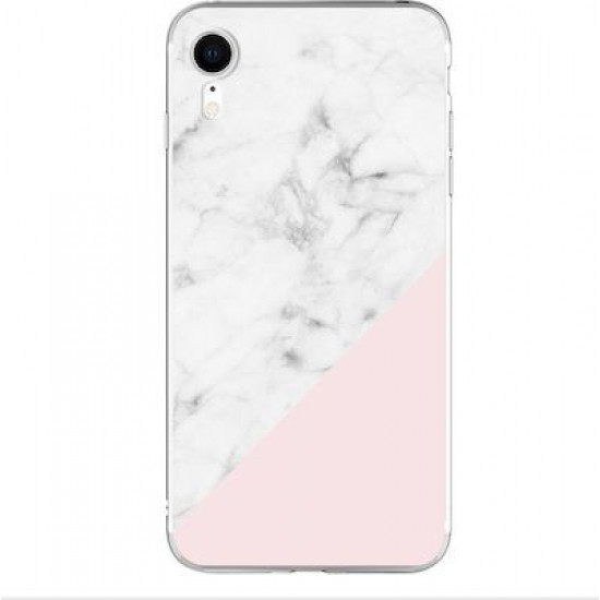 Silicon Marble Case iPhone XR SM9 White/Pink