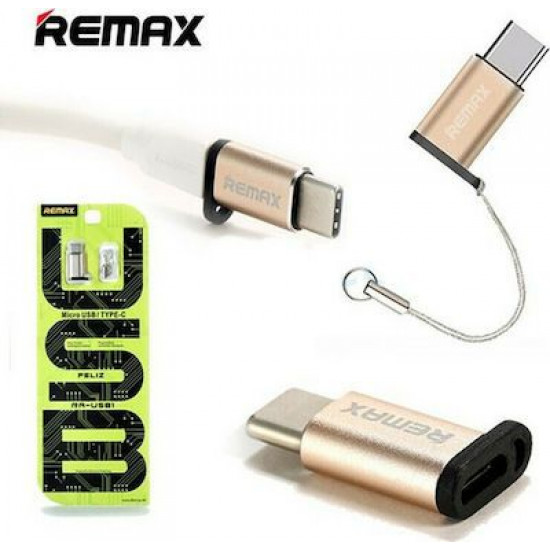 REMAX  Adapter micro to Type-C Gold