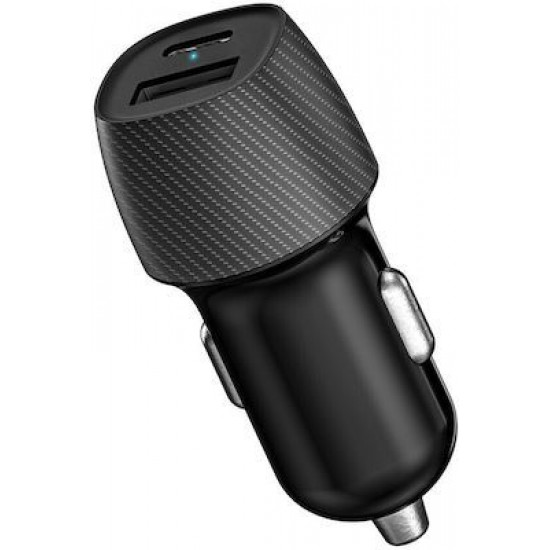Φορτιστής Αυτοκινήτου Ancus Pulse D62 Dual USB-C PD 20W και USB QC 3.0A 18W Μαύρο