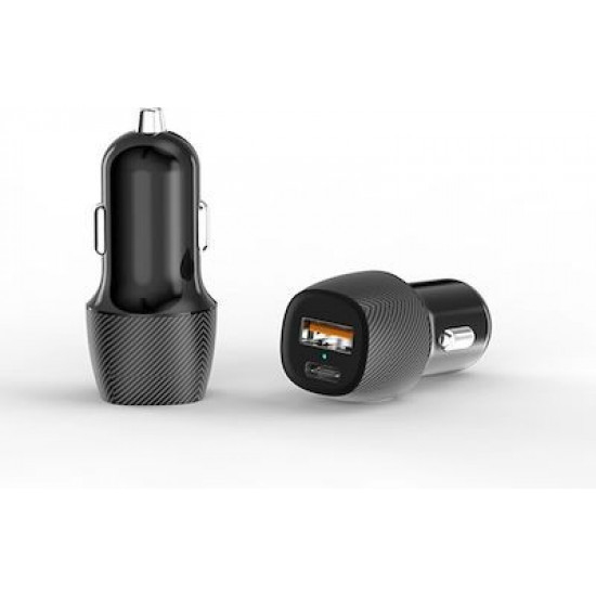 Φορτιστής Αυτοκινήτου Ancus Pulse D62 Dual USB-C PD 20W και USB QC 3.0A 18W Μαύρο