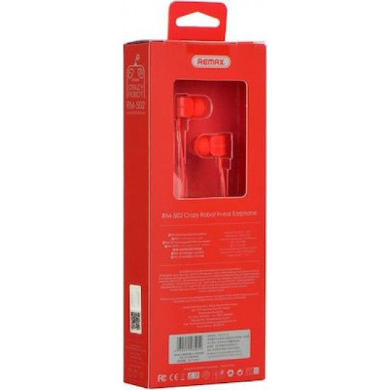 REMAX  Earphones RM-502 3.5mm Red