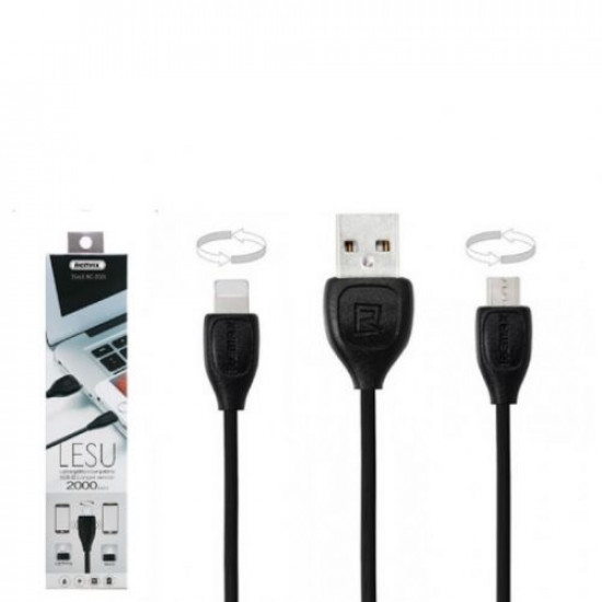 REMAX  DATA Cable LESU 2 in 1 2m Black