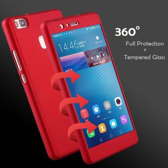 360 Full Cover & Temp.Glass Huawei P10 Red