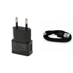 NEW ΦΟΡΤ 220V USB 2A FAST microUSB + DATA ΜΑΥΡΟ