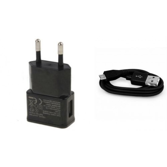 NEW ΦΟΡΤ 220V USB 2A FAST microUSB + DATA ΜΑΥΡΟ