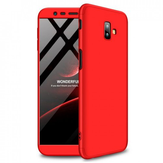 360 Full Cover & Temp.Glass Samsung J6 Plus 18 Red