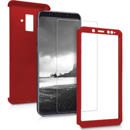 360 Full Cover & Temp.Glass Samsung J6 Plus 18 Red