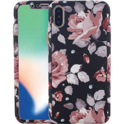 360 Full Cover Marble & Temp.Glass iPhone X/XS MC29 Floral