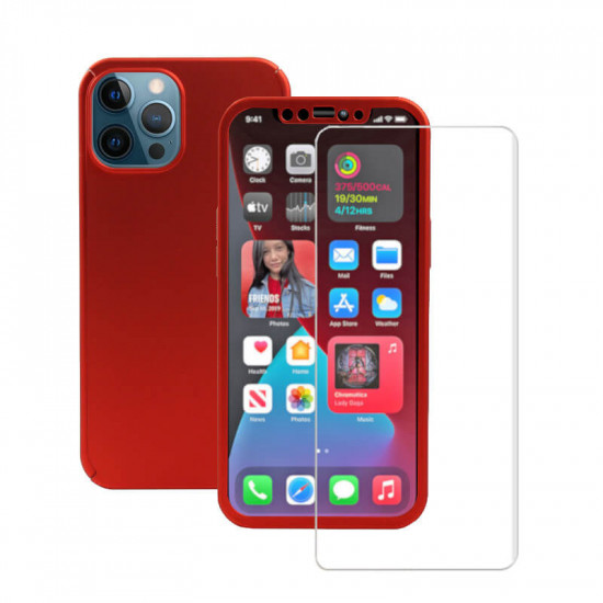 360 Full Cover & Temp.Glass iPhone 13 Pro  Red