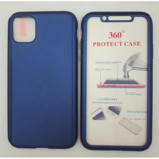 360 Full Cover & Temp.Glass iPhone 11 Pro Max Dark Blue