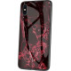 Marble TemperGlass Back Cover iPhone X/XS Black-Red