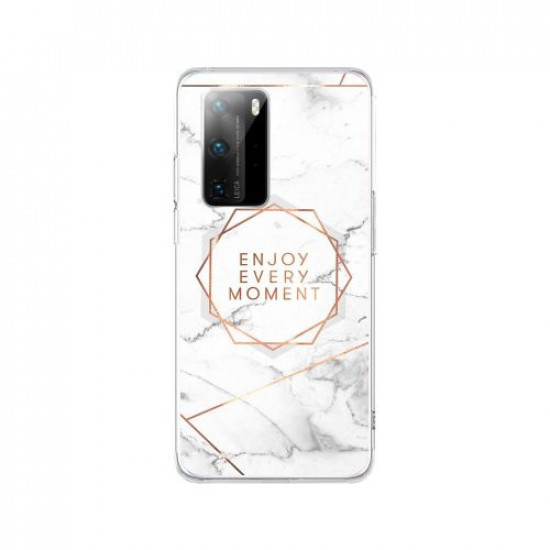 Silicon Marble Case Huawei P40 SM 16 White/Gold