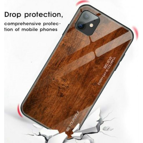 Bodycell Back Cover Wood Temp.Glass For iPhone 12 /12 Pro