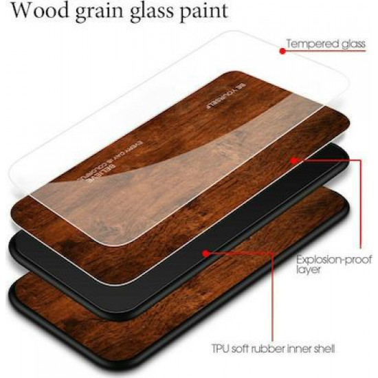 Bodycell Back Cover Wood Temp.Glass For iPhone 12 /12 Pro