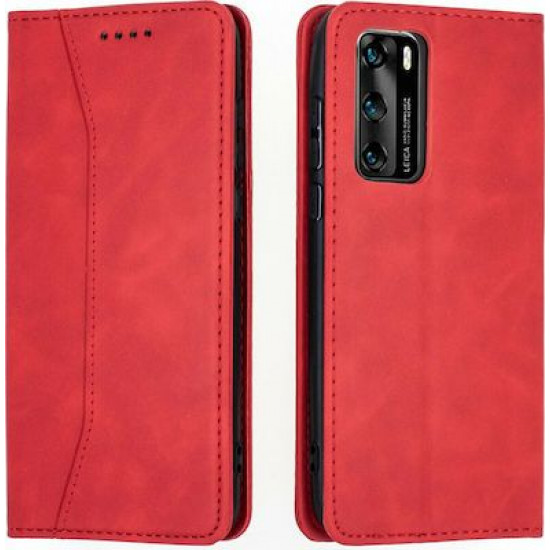 Bodycell Book Case Pu Leather Huawei P40  Red