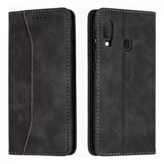 Bodycell Book Case Pu Leather Samsung A20E Black